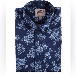 Naked and Famous Blue Floral short sleeve Shirt